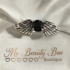 Silver Black Crystal Ring